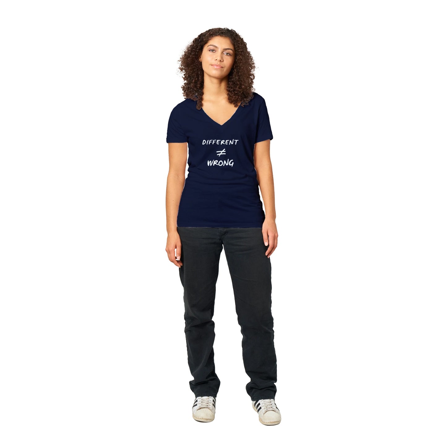 Different does not Equal Wrong! Premium Womens V-Neck T-shirt