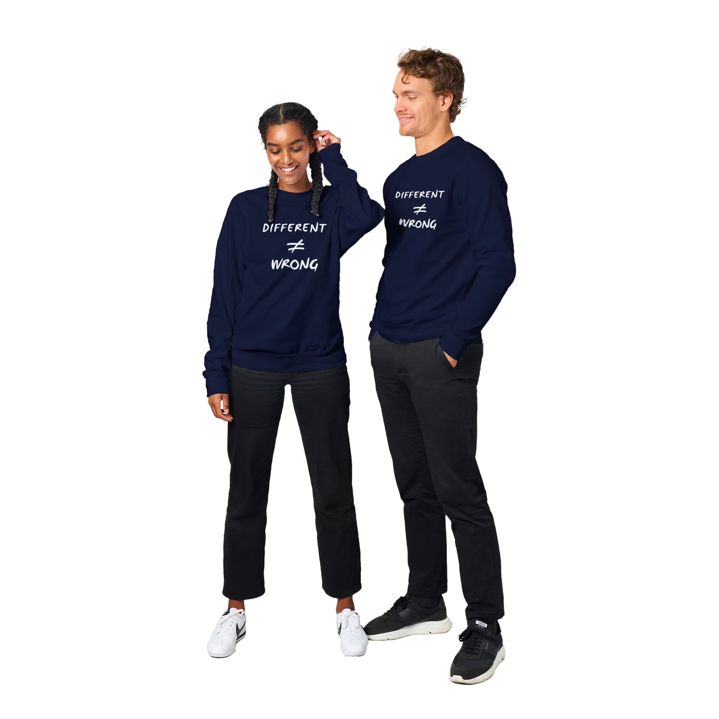 Different does not Equal Wrong! ADULT Premium Unisex Crewneck Sweatshirt